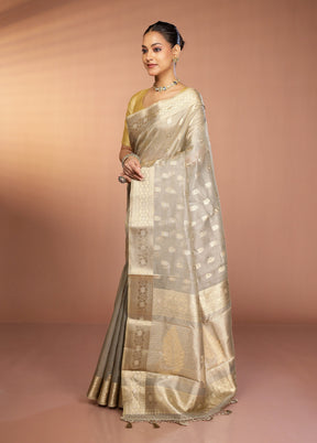 Grey Tissue Silk Saree With Blouse Piece