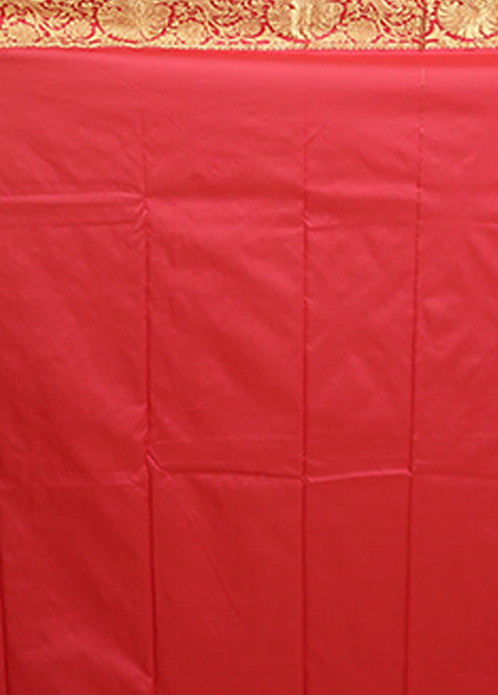 Pink Kanjivaram Silk Saree With Blouse Piece