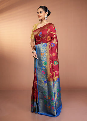 Purple Dupion Silk Saree With Blouse Piece