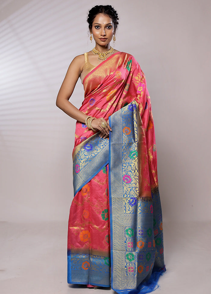 Pink Dupion Silk Saree With Blouse Piece - Indian Silk House Agencies