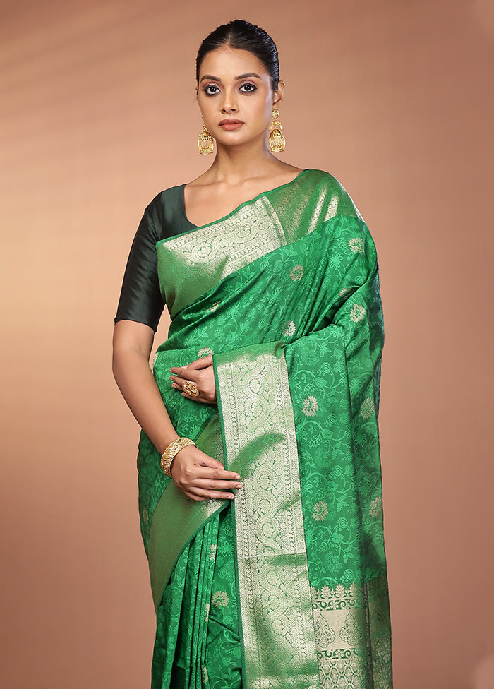 Green Kanjivaram Silk Saree With Blouse Piece