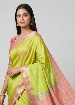 Green Kanjivaram Silk Saree With Blouse Piece