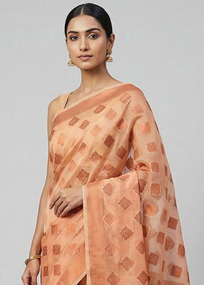 Cream Organza Saree With Blouse Piece