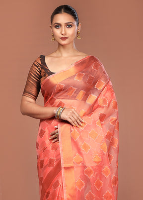 Pink Organza Saree With Blouse Piece