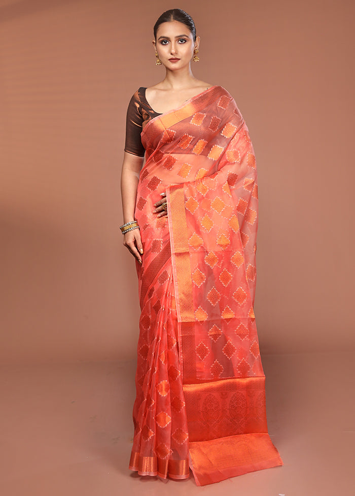 Pink Organza Saree With Blouse Piece