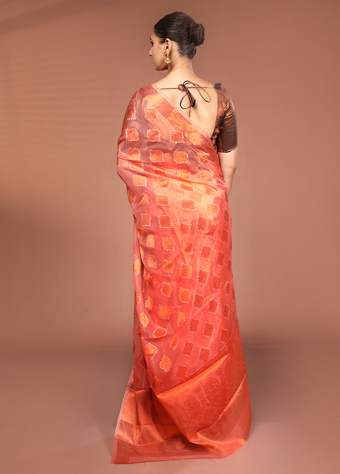 Pink Organza Saree With Blouse Piece