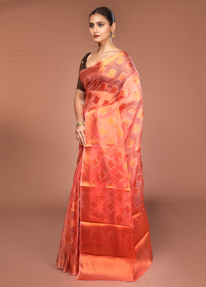 Pink Organza Saree With Blouse Piece
