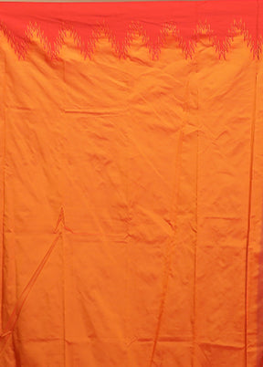 Rust Kanjivaram Silk Saree With Blouse Piece