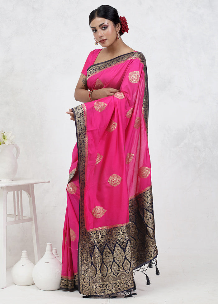 Pink Dupion Silk Saree Without Blouse Piece - Indian Silk House Agencies