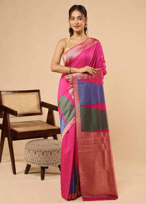 Pink Dupion Silk Saree With Blouse Piece