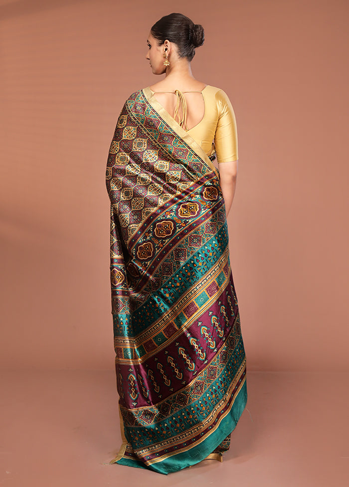 Cream Printed Pure Silk Saree Without Blouse Piece