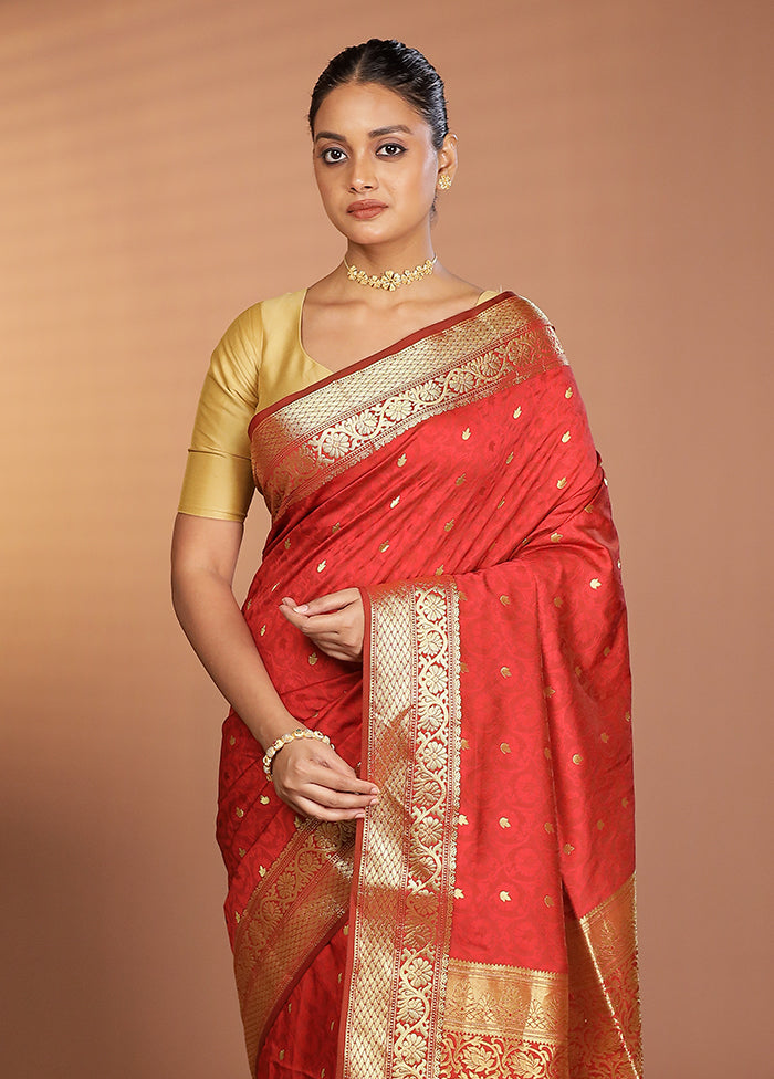 Maroon Kanjivaram Silk Saree With Blouse Piece