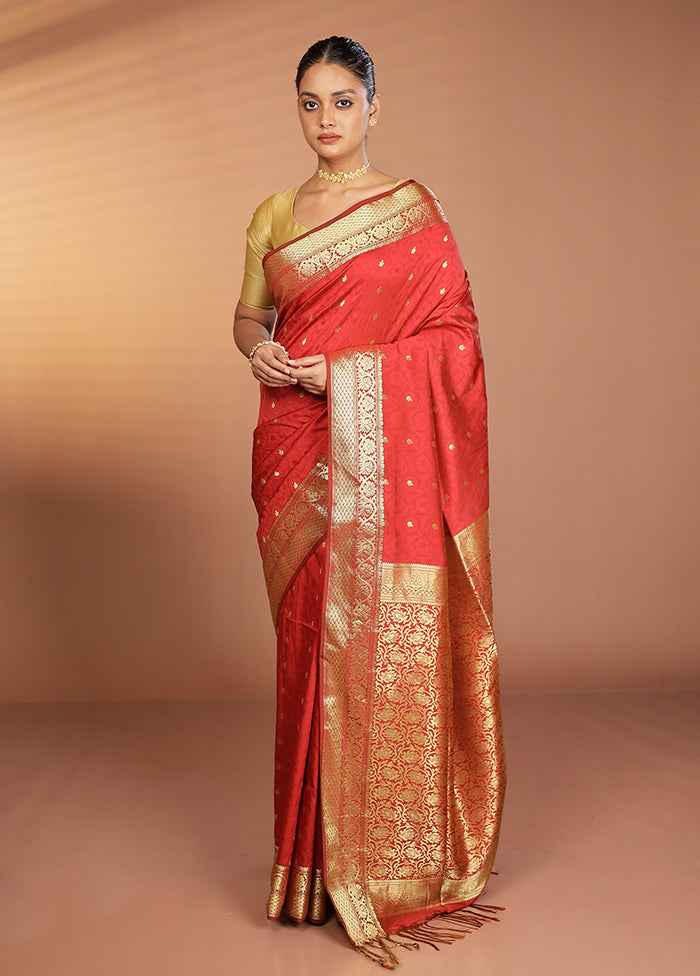 Maroon Kanjivaram Silk Saree With Blouse Piece