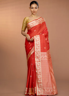 Red Kanjivaram Silk Saree With Blouse Piece