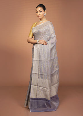 White Dupion Silk Saree With Blouse Piece