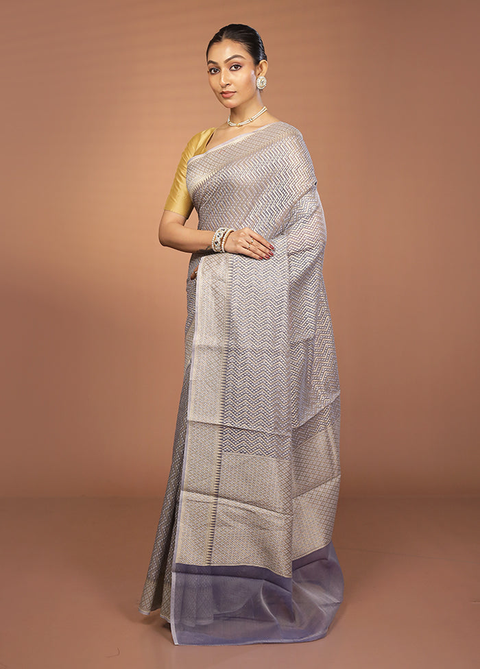 White Dupion Silk Saree With Blouse Piece