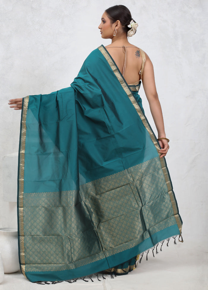 Green Kanjivaram Silk Saree With Blouse Piece - Indian Silk House Agencies