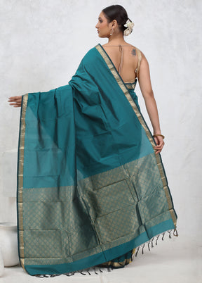 Green Kanjivaram Silk Saree With Blouse Piece - Indian Silk House Agencies