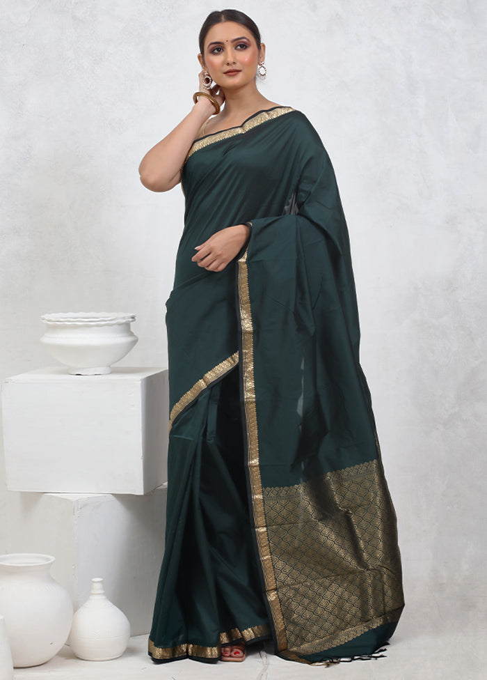 Green Kanjivaram Silk Saree With Blouse Piece - Indian Silk House Agencies
