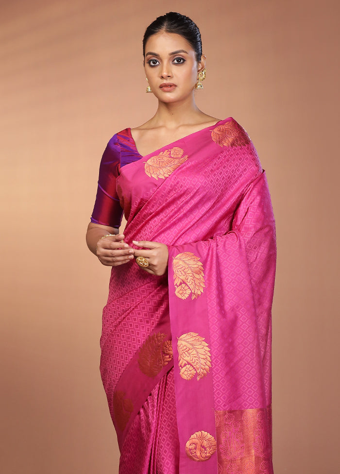 Purple Kanjivaram Silk Saree With Blouse Piece
