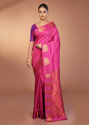 Purple Kanjivaram Silk Saree With Blouse Piece