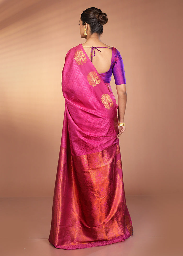 Purple Kanjivaram Silk Saree With Blouse Piece