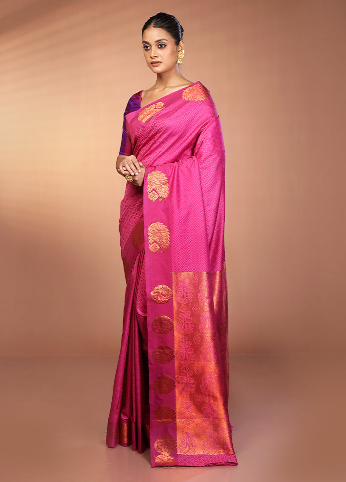 Purple Kanjivaram Silk Saree With Blouse Piece