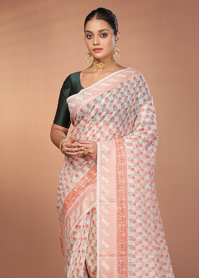 White Cotton Saree With Blouse Piece