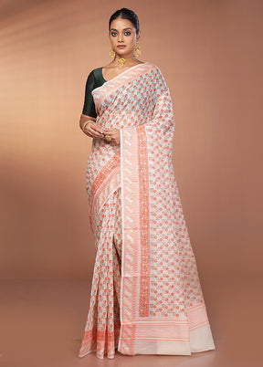 White Cotton Saree With Blouse Piece