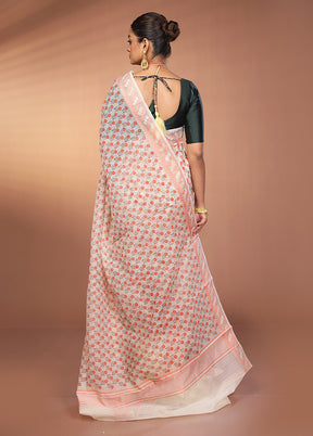 White Cotton Saree With Blouse Piece