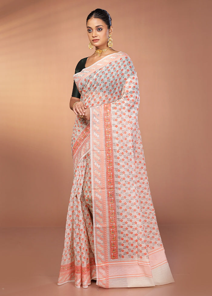 White Cotton Saree With Blouse Piece