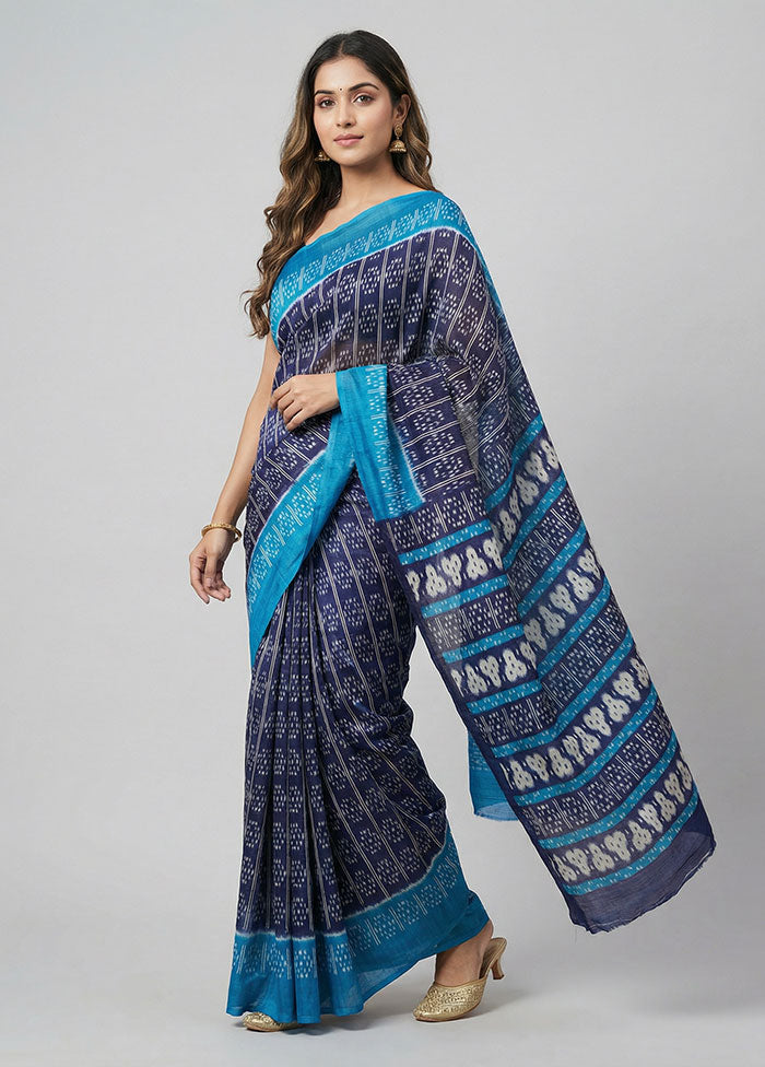 White Printed Pure Silk Saree Without Blouse Piece