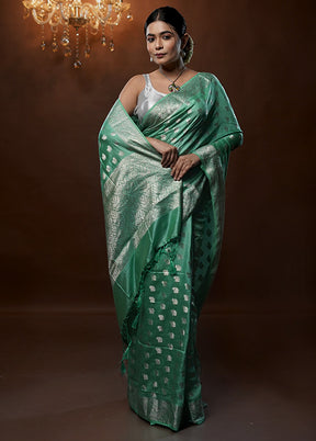 Green Cotton Saree With Blouse Piece - Indian Silk House Agencies