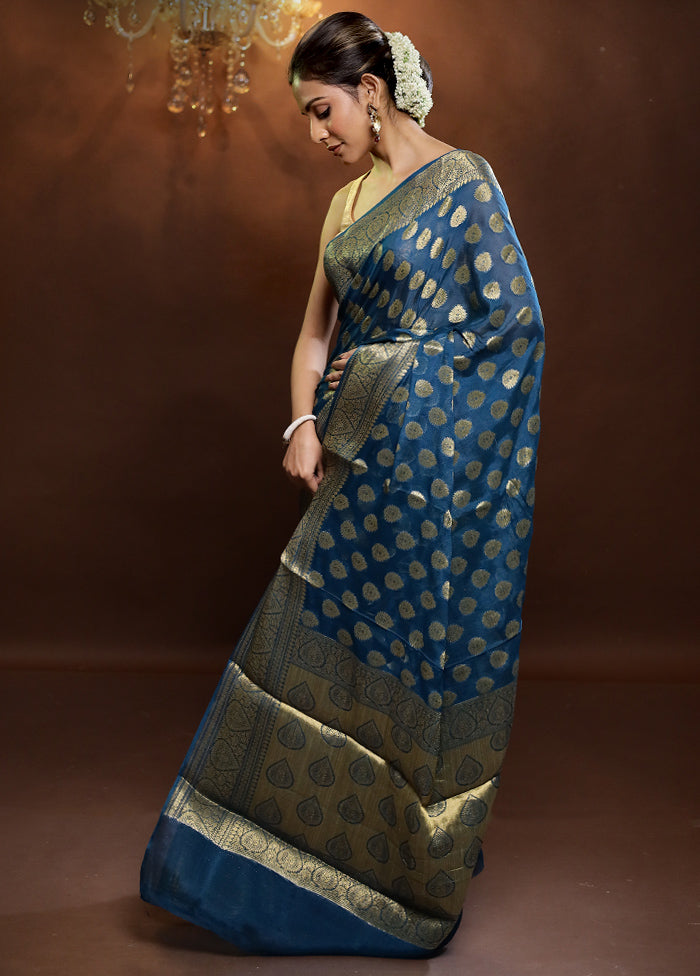 Blue Georgette Saree With Blouse Piece - Indian Silk House Agencies