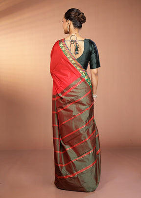 Red Kanjivaram Silk Saree With Blouse Piece