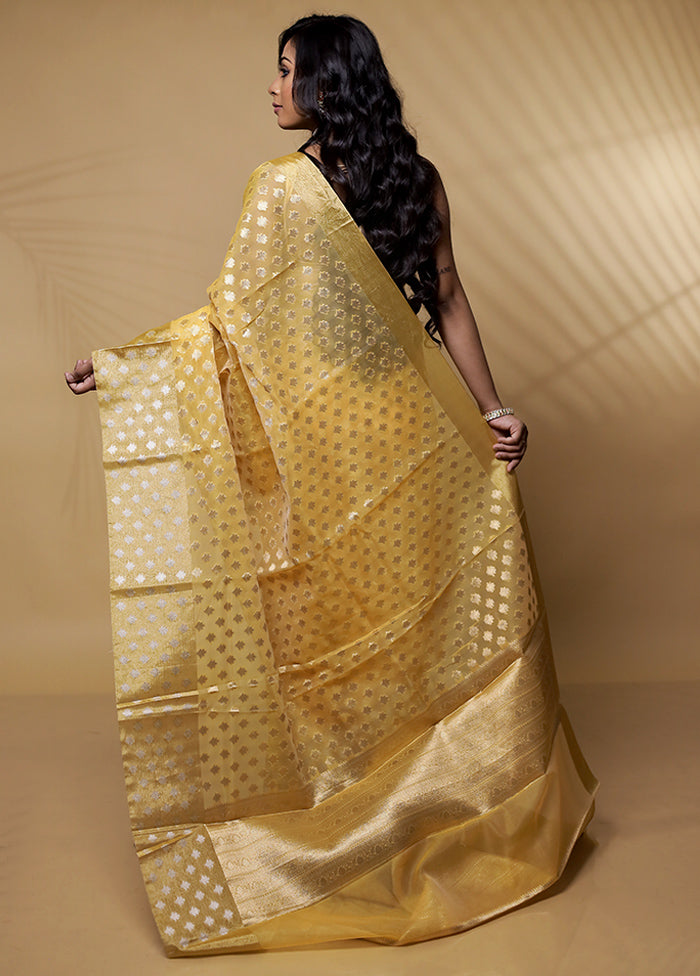 Yellow Organza Saree Without Blouse Piece - Indian Silk House Agencies