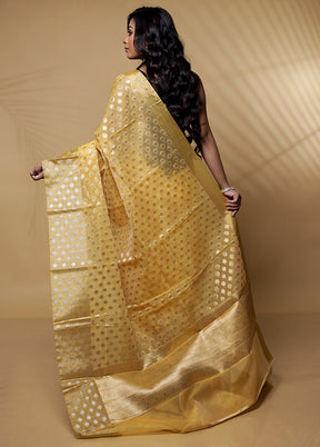 Yellow Organza Saree Without Blouse Piece - Indian Silk House Agencies
