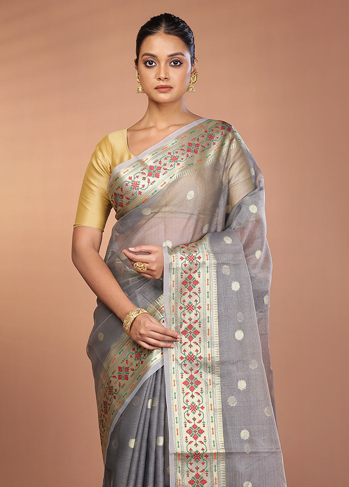 Grey Organza Saree With Blouse Piece