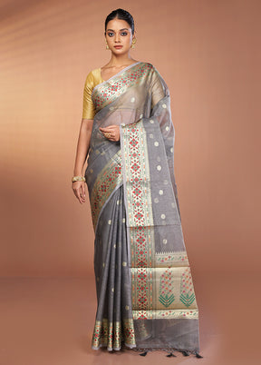 Grey Organza Saree With Blouse Piece