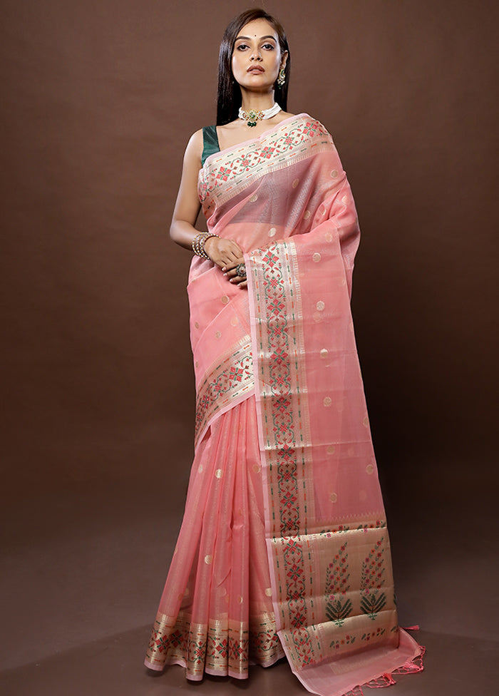 Pink Cotton Saree With Blouse Piece - Indian Silk House Agencies