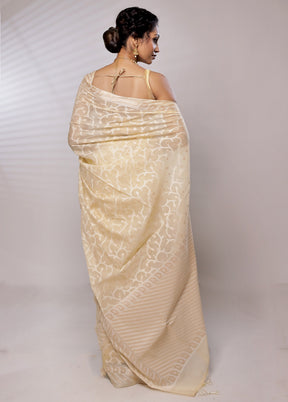 Cream Kora Silk Saree With Blouse Piece - Indian Silk House Agencies