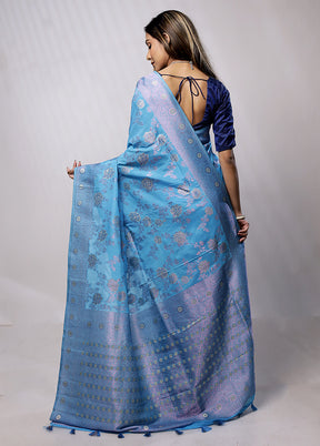 Blue Georgette Saree With Blouse Piece - Indian Silk House Agencies