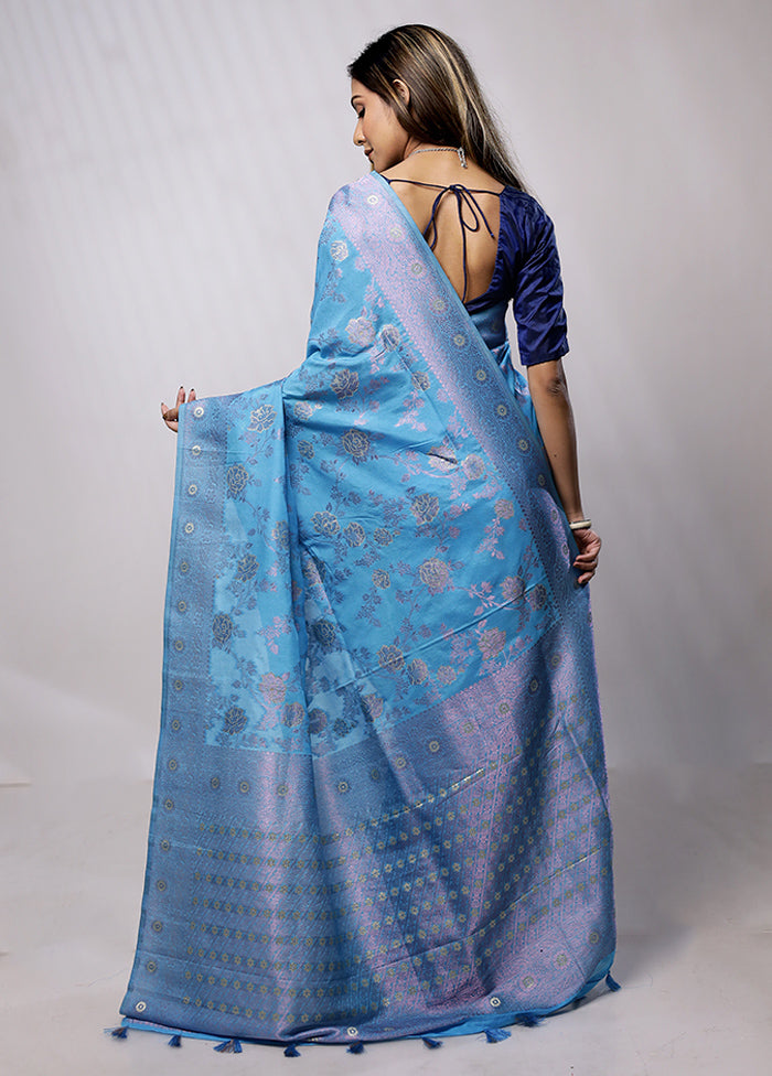 Blue Georgette Saree With Blouse Piece - Indian Silk House Agencies