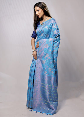 Blue Georgette Saree With Blouse Piece - Indian Silk House Agencies