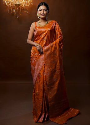 Rust Georgette Saree With Blouse Piece - Indian Silk House Agencies