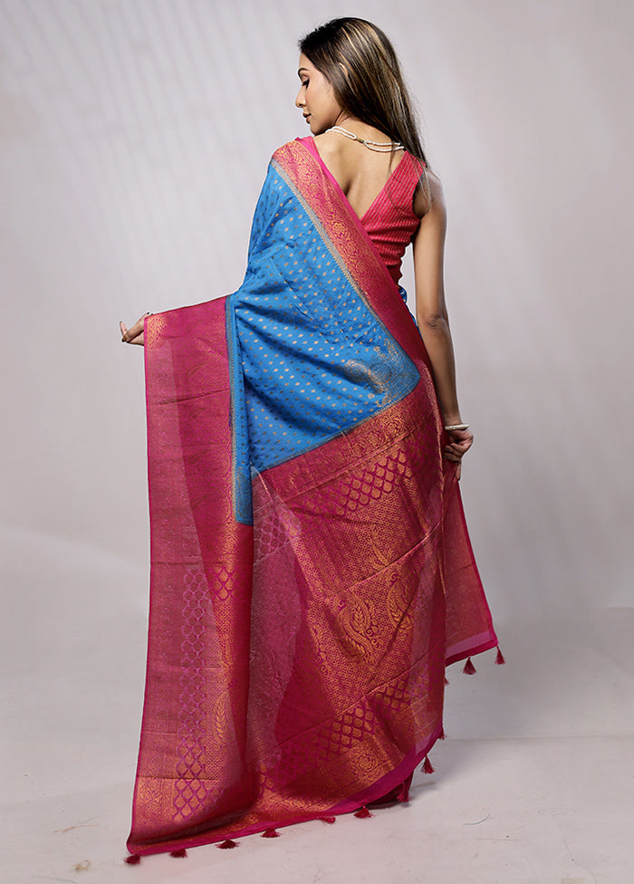 Blue Georgette Saree With Blouse Piece - Indian Silk House Agencies