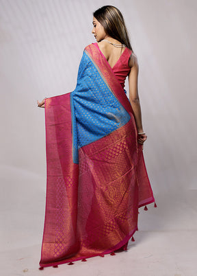 Blue Georgette Saree With Blouse Piece - Indian Silk House Agencies
