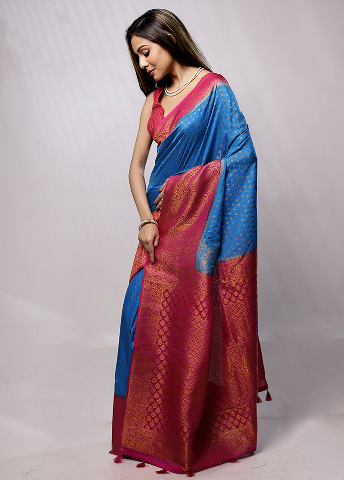 Blue Georgette Saree With Blouse Piece - Indian Silk House Agencies