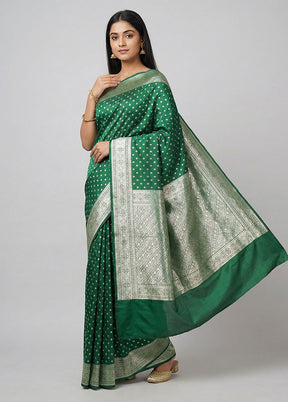 Green Banarasi Silk Saree With Blouse Piece