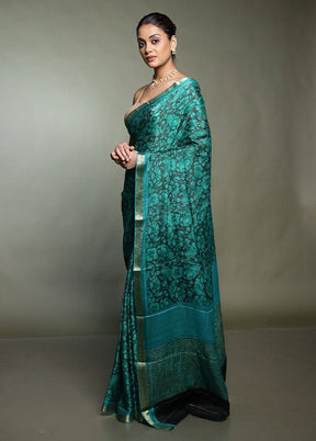 Grey Handloom Chiffon Pure Silk Saree With Blouse Piece